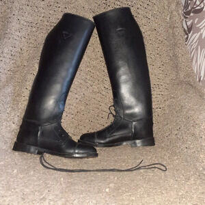 Vintage EQUESTRIAN/RIDING BOOT-Canada-Lace-Up-Black Leather-Sz 6.5-NWOB